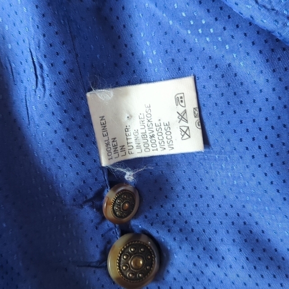 Vtg. 80s Geiger chic blue linen blazer jacket classic Tyrolean style blazer sz S - Picture 9 of 13